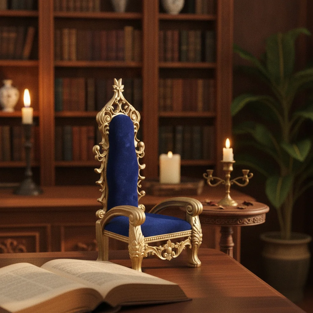 High-Back Dollhouse Furniture Gold-Toned Photo Display Prop Chair BJD Doll Throne Chair