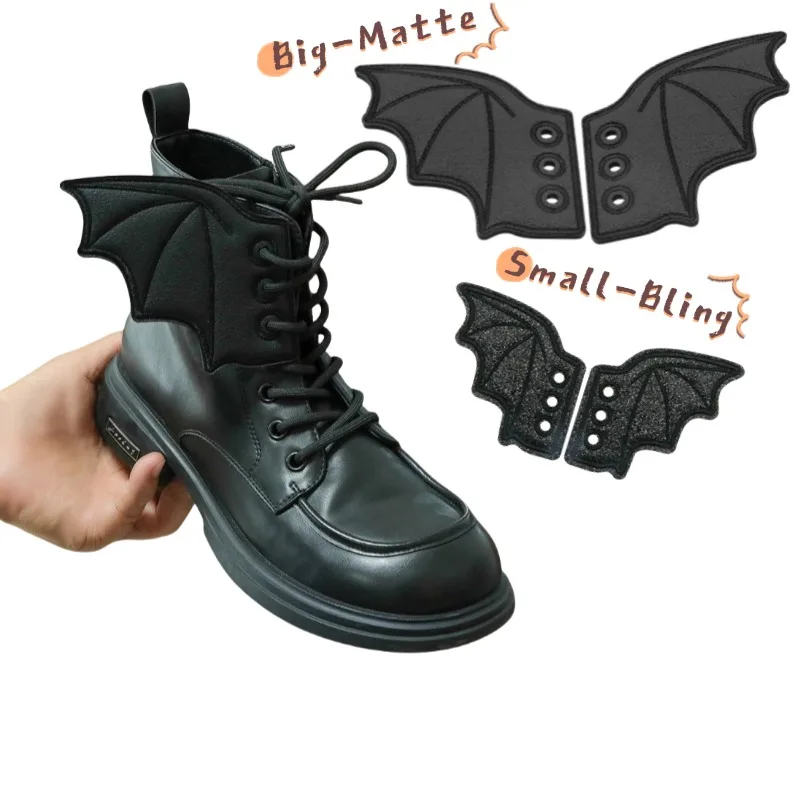 1 คู่ Bling ค้างคาวปีกรองเท้าเย็บปักถักร้อย DIY Charm ตกแต่งสําหรับรองเท้าผ้าใบเสื้อผ้า Shoelaces Punk ฮาโลวีนของขวัญอุปกรณ์เสริม