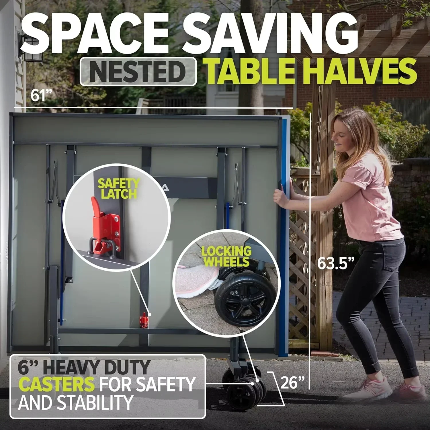 Outdoor Table Tennis Table with Waterproof Net Set - Quick Assembly - All Weather Aluminum Composite Outdoor Ping Pong