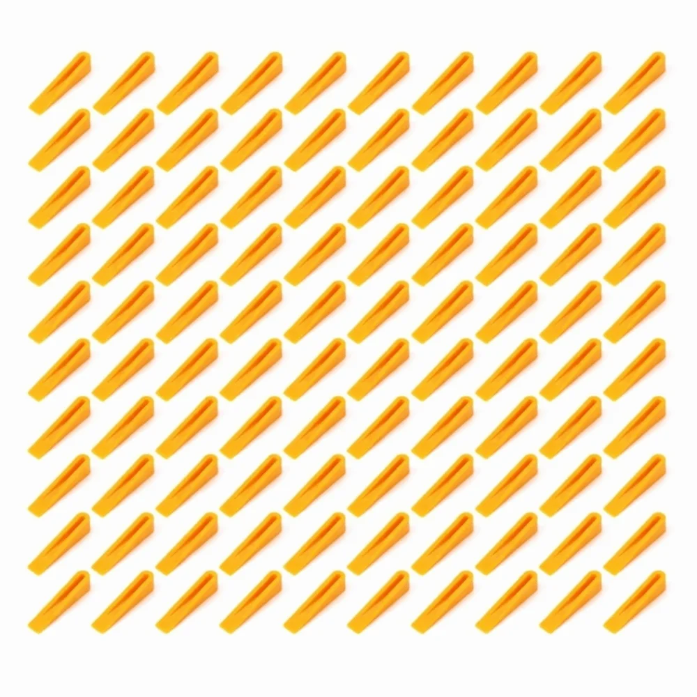 100pcs Yellow Tile Leveling System Building Supplies Scaffolding Accessories Tile Leveler Wedges Tile Leveling Spacers