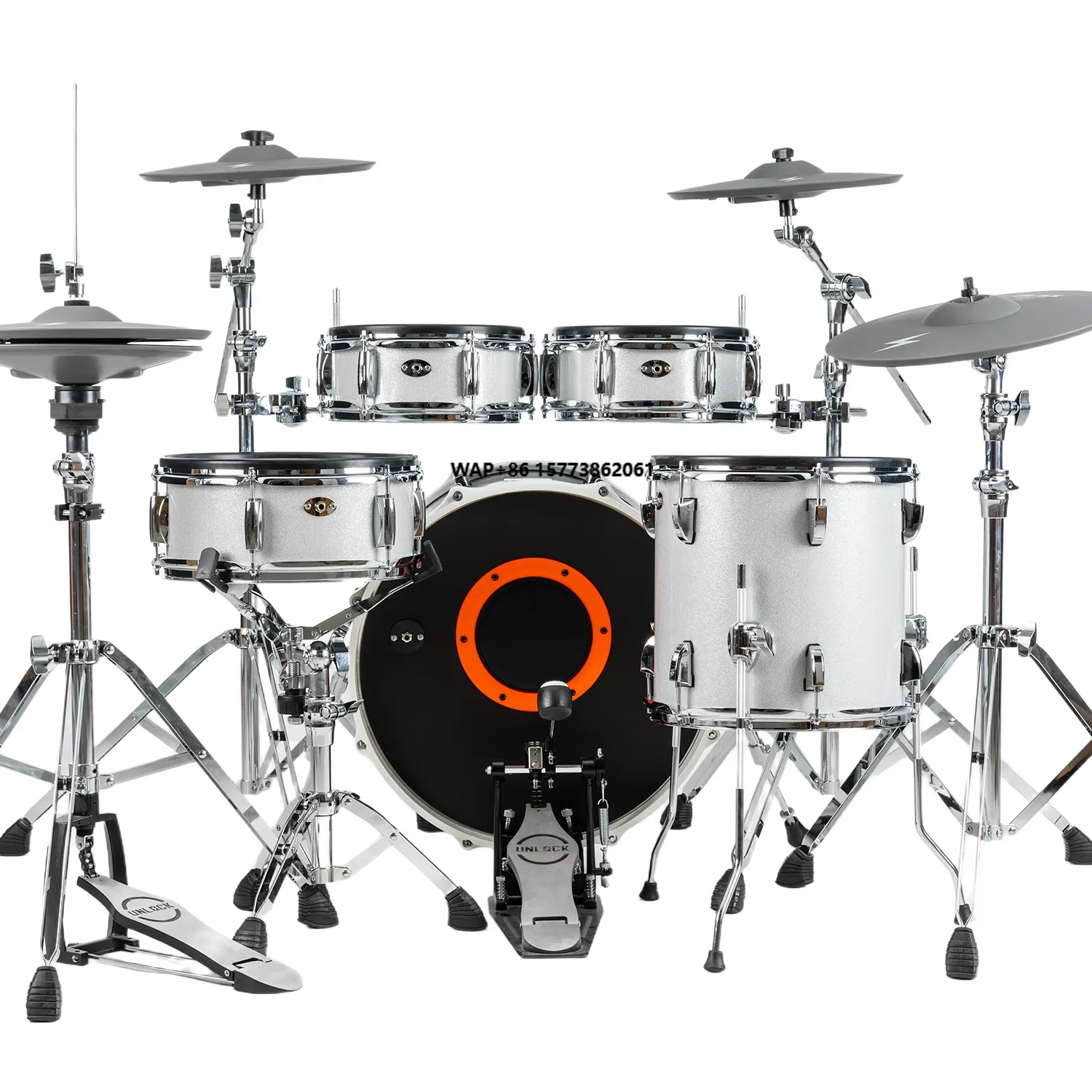 2025 Silver Edition Mini Double Layer Luxury Electronic Drum Kit-Lightning Coach Mode Roland//ATV/EFNOTE/ Compatible