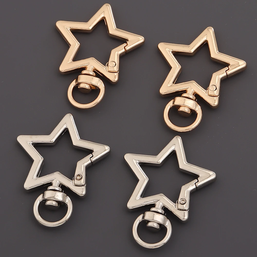5 Stück/Set Hohlsternförmige Federverschlüsse Metall-Karabiner Schlüsselanhänger Taschenclip Hundekettenverschluss Verbinder DIY Schmuckherstellung – Detail 5