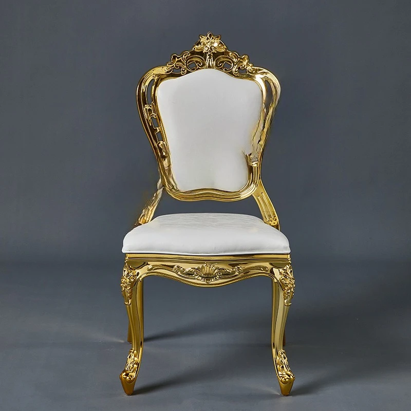 

Dining Chair Electroplating C Hotel Banquet Hall Dining Soft Back-to-Back Gold Silver Wedding