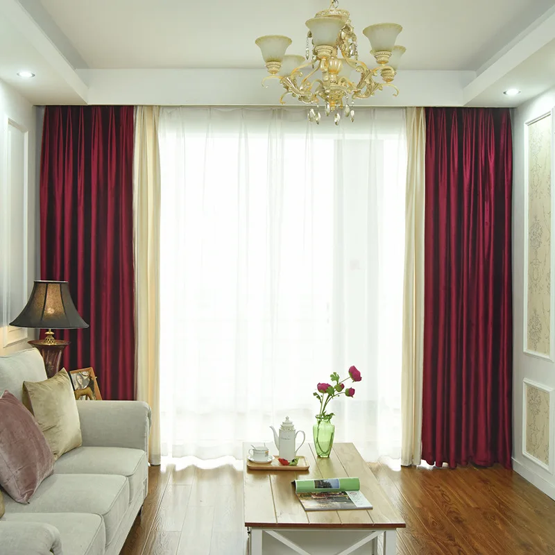 European Curtains for Living Room Luxury Bedroom Solid Color Shading Drapes Thick Italian Flannel Window Curtain