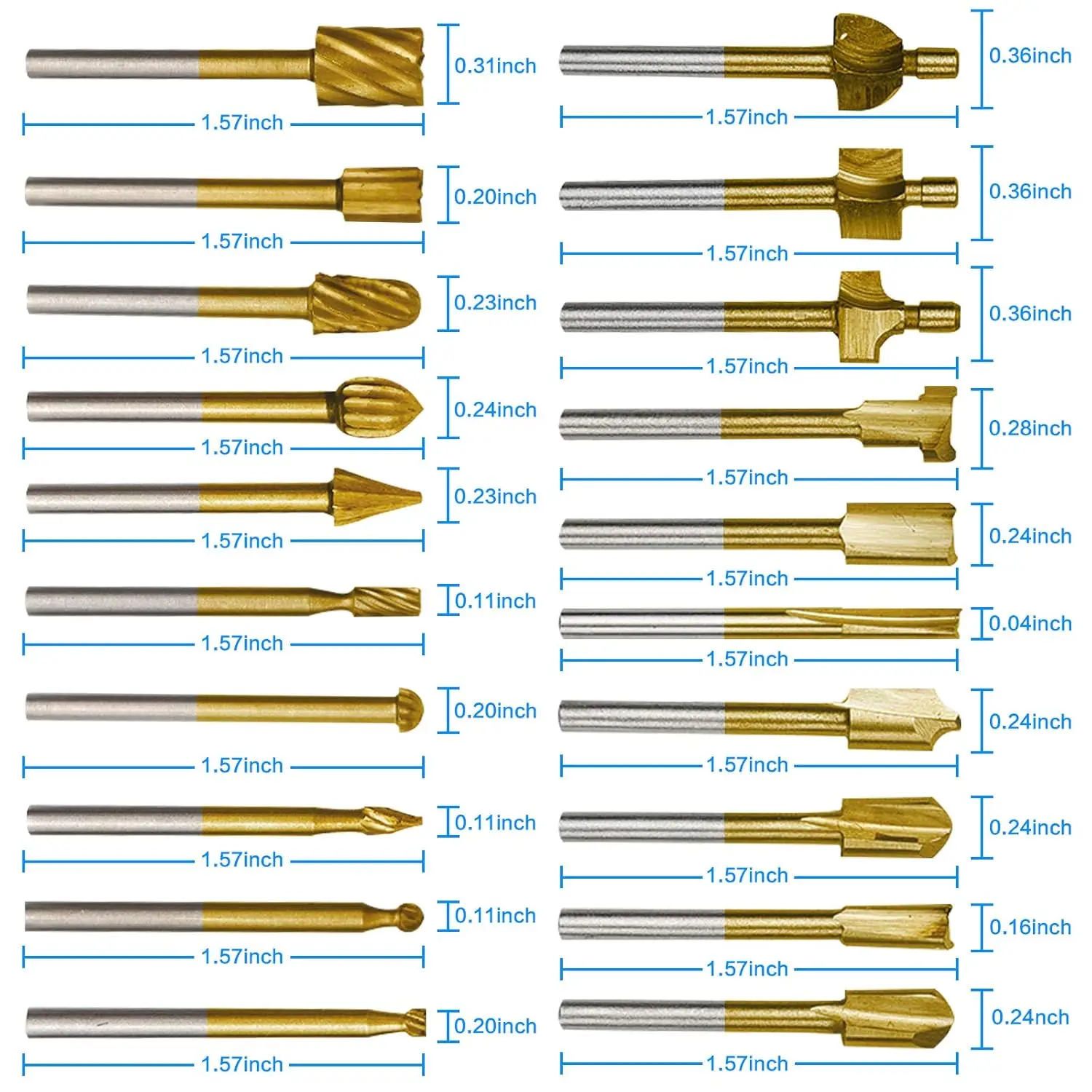 10Pcs HSS Router Carbide Engraving Bits & 10Pcs Router Bit with 1/8\