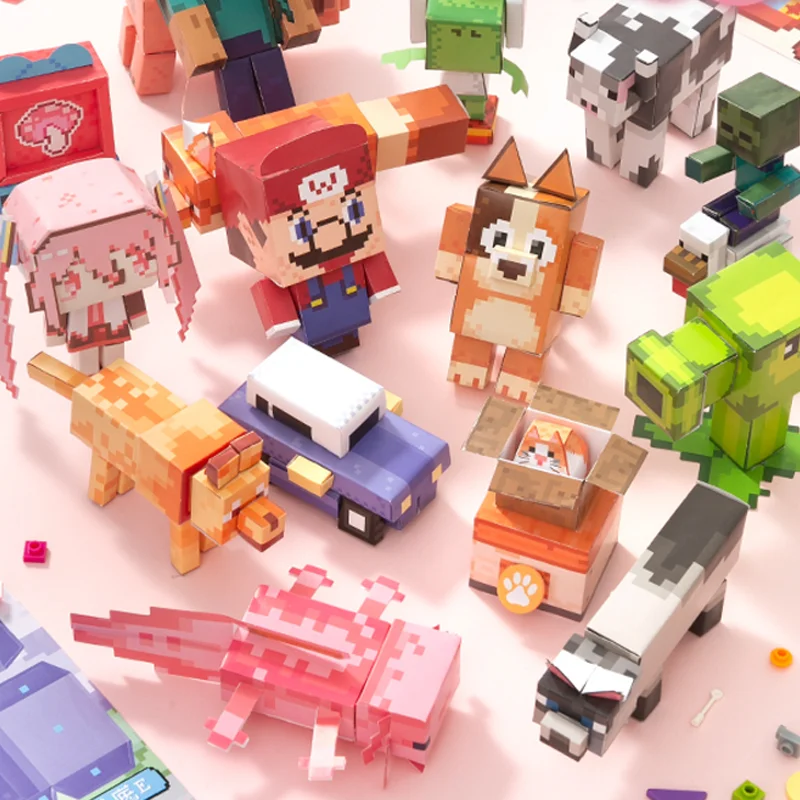 Mr. Paper Home Doll Figure Crafts Japanese 16 pieces/box Anime Pixel Motorcycle Stereoscopic Doll Double sided Festival Gift