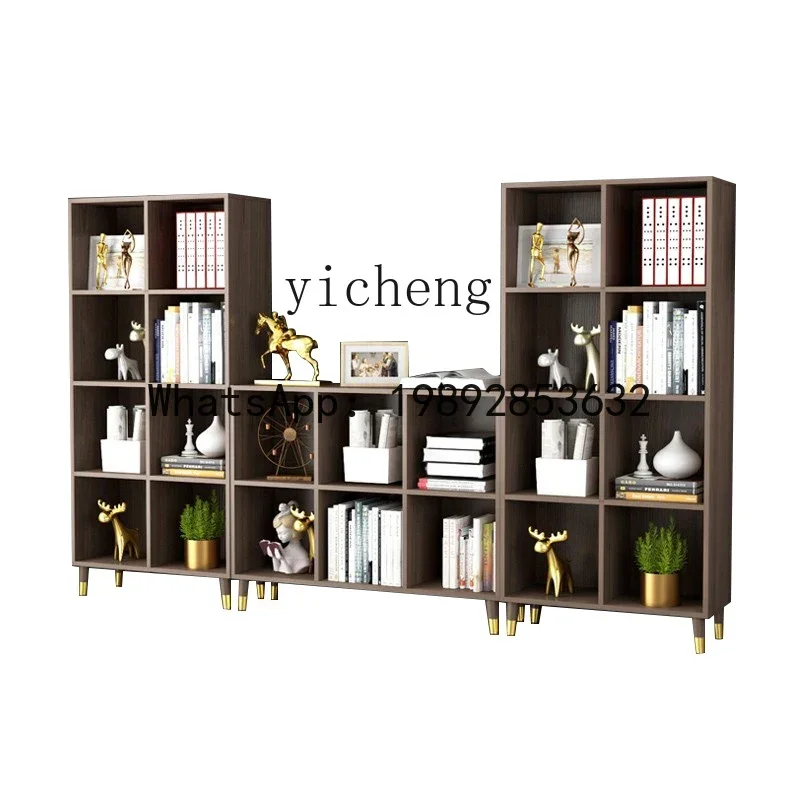 BB Solid Wood Bookcase Free Combination Lattice Floor Dust-Proof Bookshelf TV Cabinet Living Room Storage Cabinet