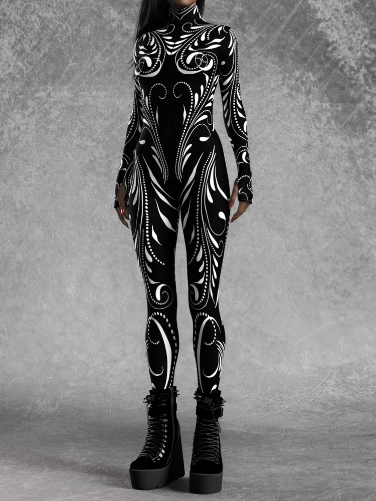 Halloween Damen Mechanischer Bodysuit Cosplay Punk-Stil Gothic Bodysuit Futuristische Technologie Elektronisches Cooles Rave-Party-Set – Detail 7