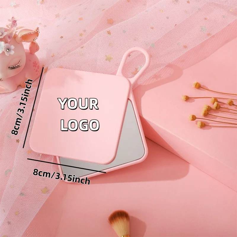 【โลโก้สั่งทำ】กระจกสี่เหลี่ยมแบบมีตะขอ 50 ชิ้น กระจกแต่งหน้าแบบกำหนดเองได้ รองรับการปรับแต่งสำหรับองค์กร ขายส่ง