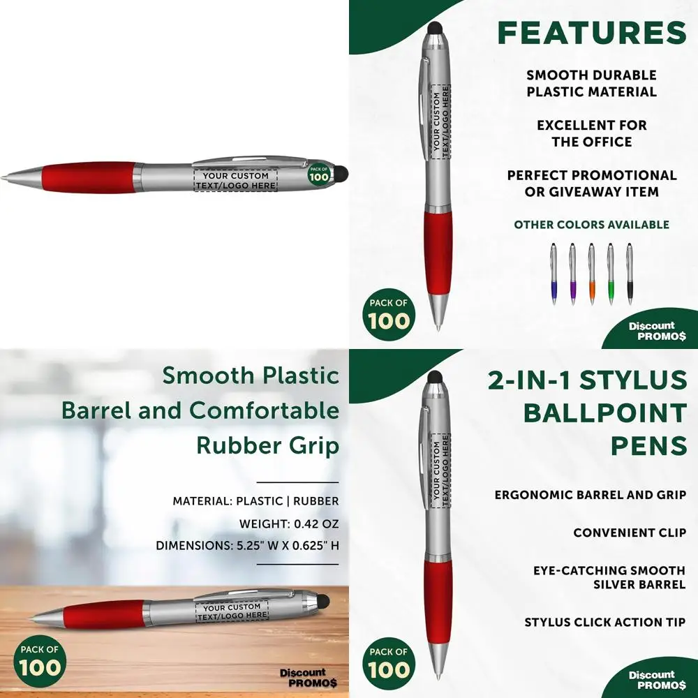 

Custom Bulk Ballpoint Pens Set - 100 Pack, Personalized Stylus, Black Ink, Ideal for Office, School, Business Use