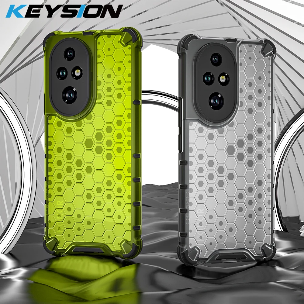 

KEYSION Shockproof Armor Case for HONOR 200 Pro 5G Soft Silicone+PC Transparent Honeycomb Phone Back Cover for Huawei Honor 200