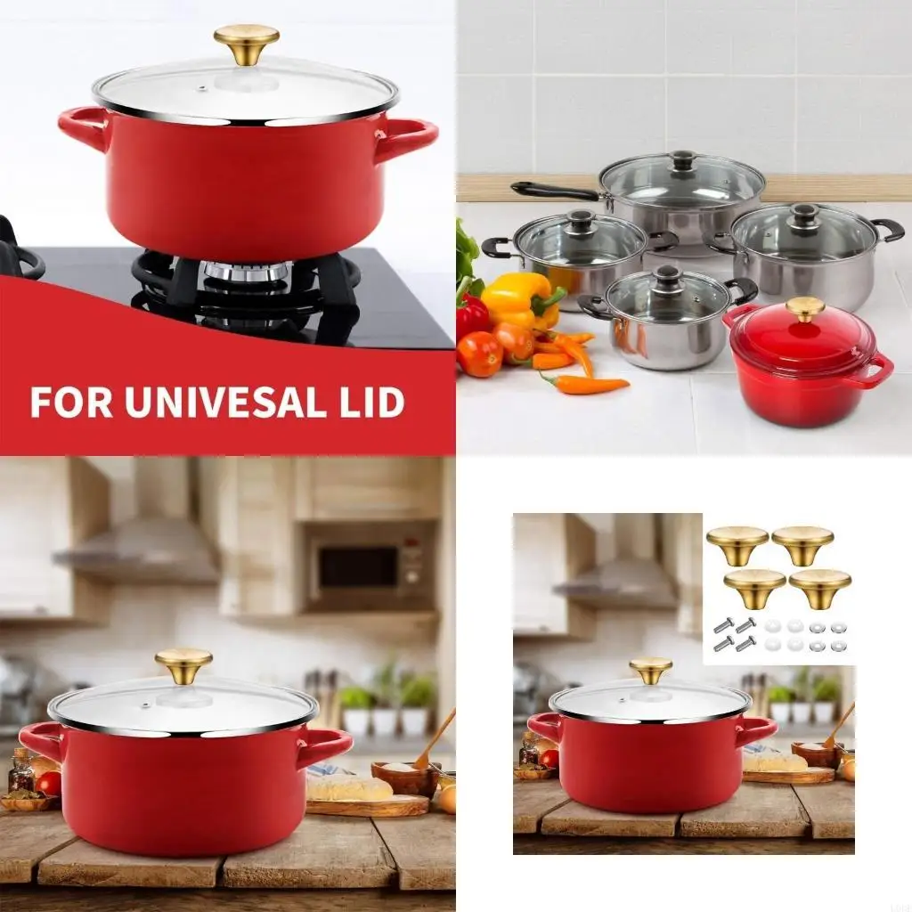 4 Pieces Oven Knob Replacement Ovenware Knob Metal Material Replacement Knob Set Pots Lid Handle Spare Parts for Ovens