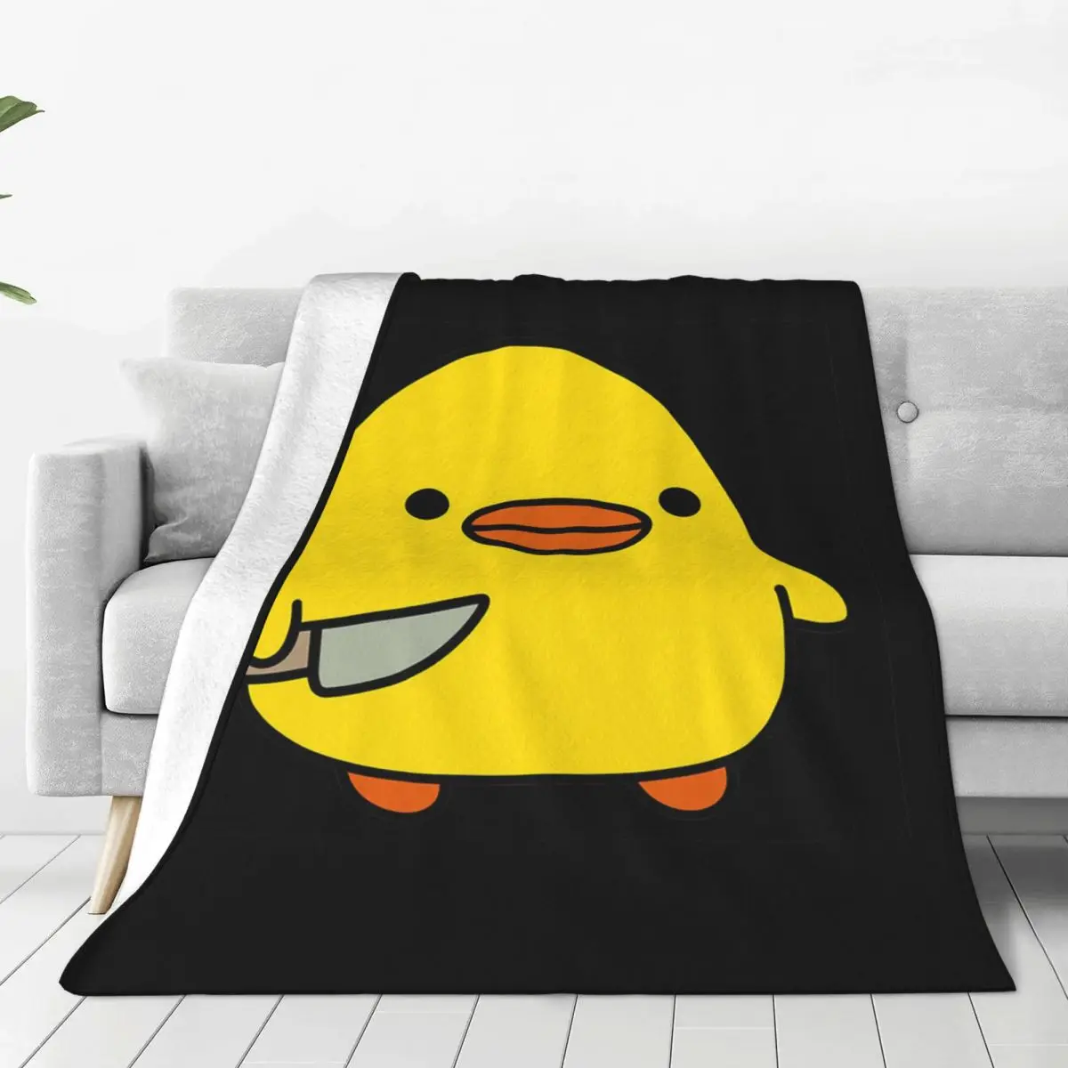Duck With Knife Kawaii Duck Knife Duck Blankets Flannel Throw Blanket Plush for Bed Living room Picnic Travel Home Sofa