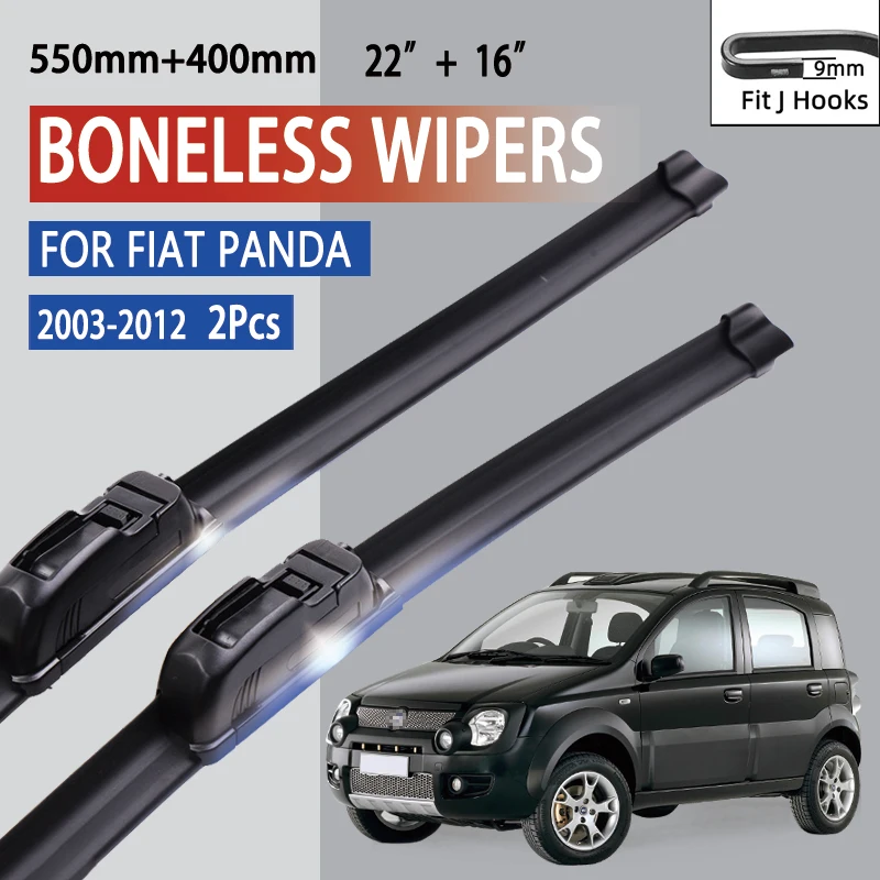 For Fiat Panda 169 2003-2012 Car Wiper U-type Soft Rubber Boneless Wiper HD Quiet Durable Automotive Wiper 22\