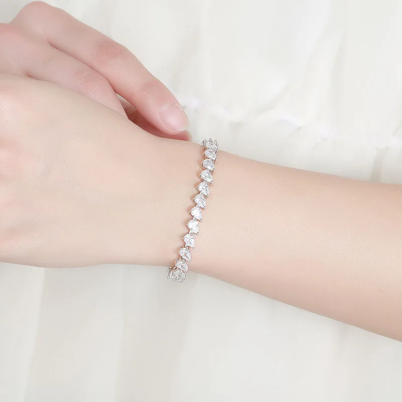 Fylia Jewelry   Luxury Solid Platinum PT950 Women's Water 0.5 karat Pear-shaped Moissanite Diamond Bracelet Instagram Popular St