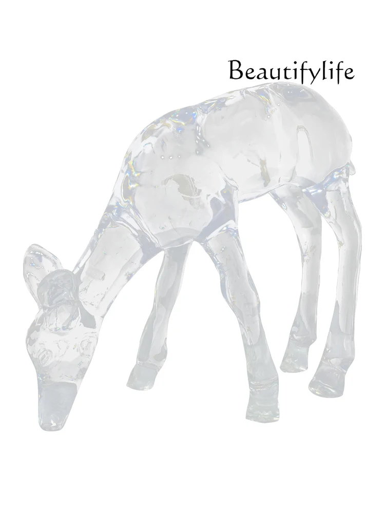 

Nordic Modern Abstract Decorative Artwork Fortune Deer Transparent Ornaments Sculpture Customization