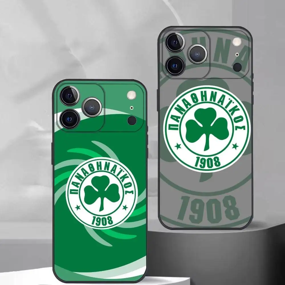 Funda para Teléfono Art Panathinaikos Atenas PA para iPhone 17, 16, 15, 14, 13, 12, 11 Plus, Pro Max, Otros, Cubierta Negra Suave
