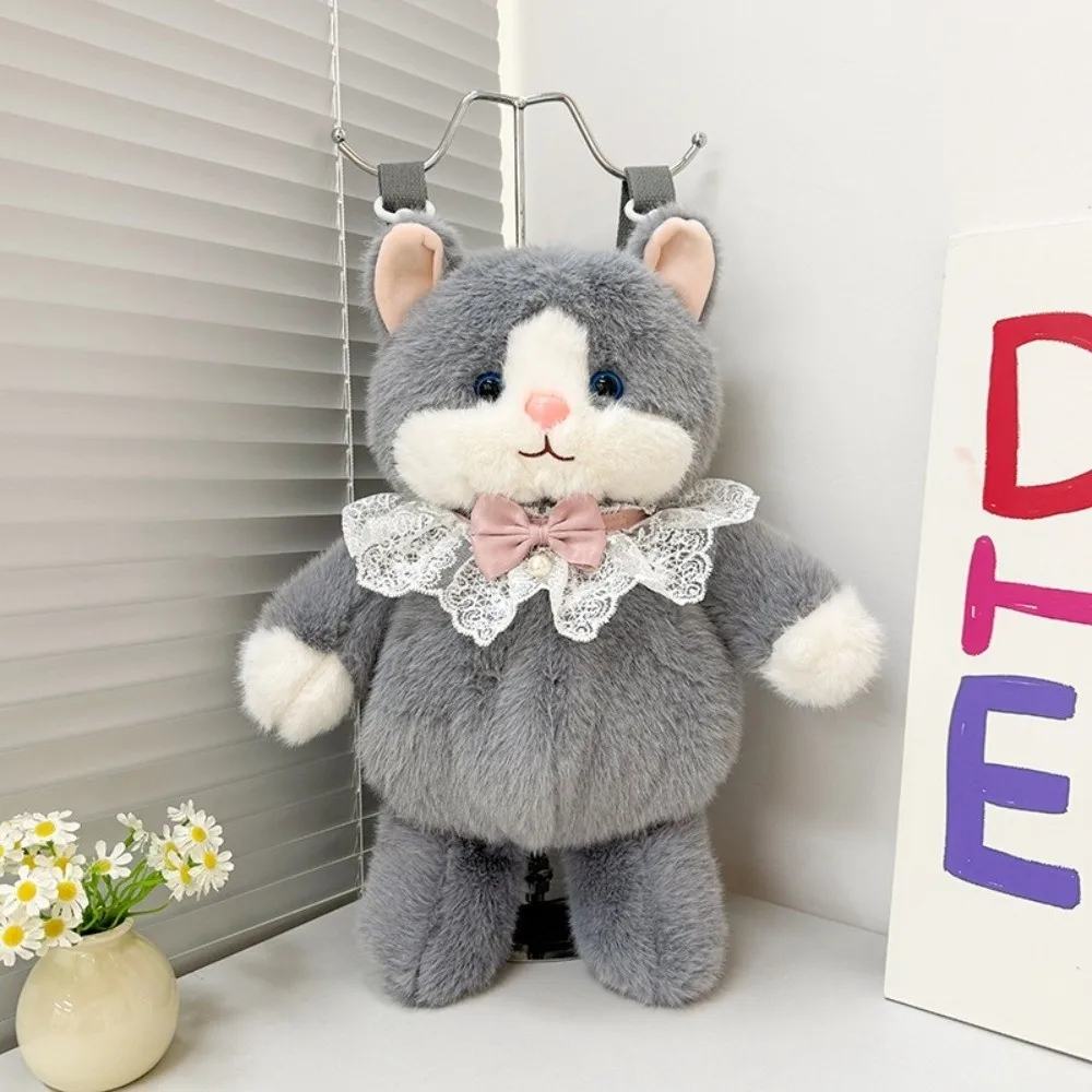 New Soft Doll Backpack Cartoon Cat Bear Cartoon Doll Backpack Fuzzy Casual Daypack Kids Children