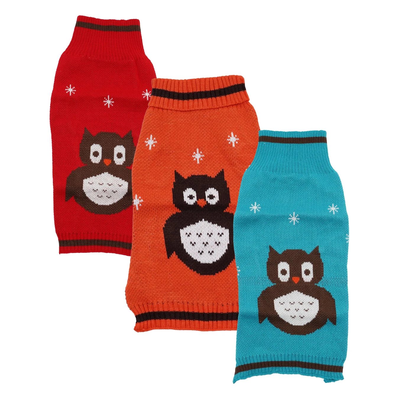 

3 Pack Autumn Winter Dog Sweater Cute Owl Striped Leather Tag Flower Deep Mountain Schnauzer Bichon Dog Clothes
