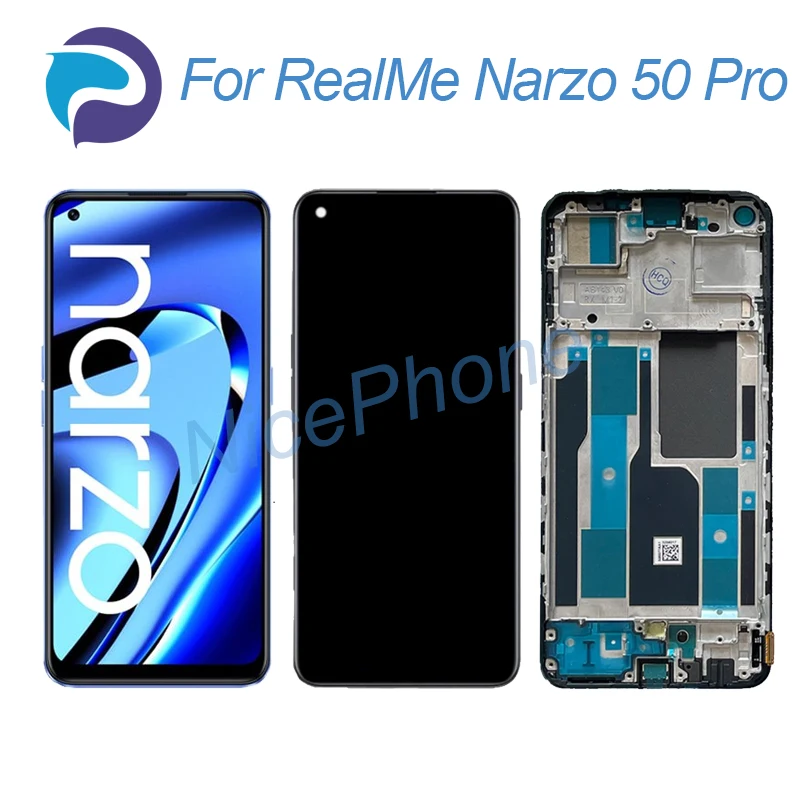 for RealMe Narzo 50 Pro LCD Screen + Touch Digitizer Display 2400*1080 RMX3395, RMX3396 Narzo 50 Pro LCD Screen Display