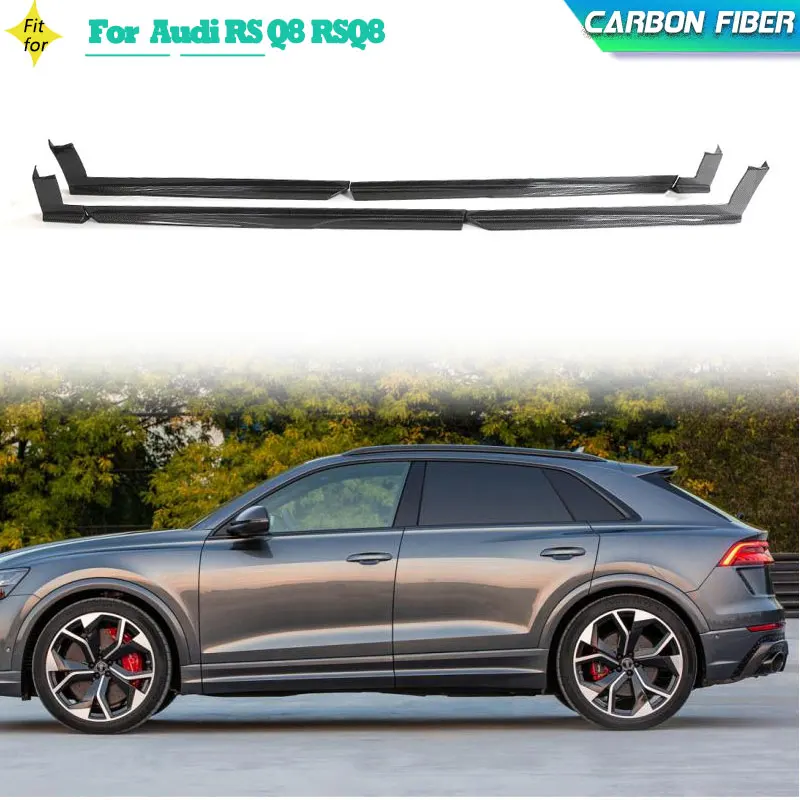 

Carbon Fiber Car Side Skirts Extensions For Audi RS Q8 RSQ8 Base Sport Utility 4-Door 2021 Racing Side Skirt Lips Apron Body Kit