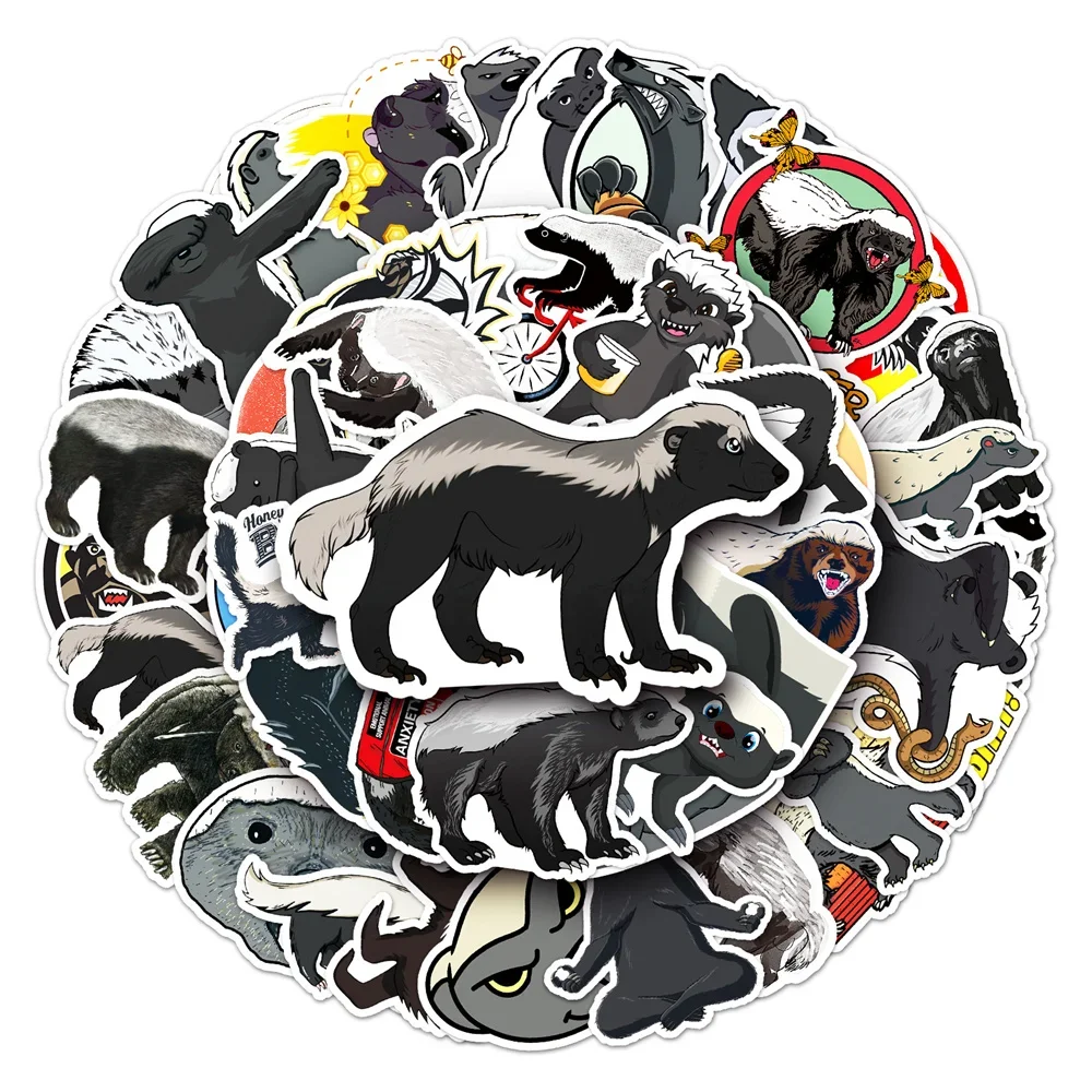 10/30/50PCS Cartoon Honey Badger Stickers Children Toys Luggage Laptop Guitar iPad Skateboard Motorcycle Stickers Wholesale