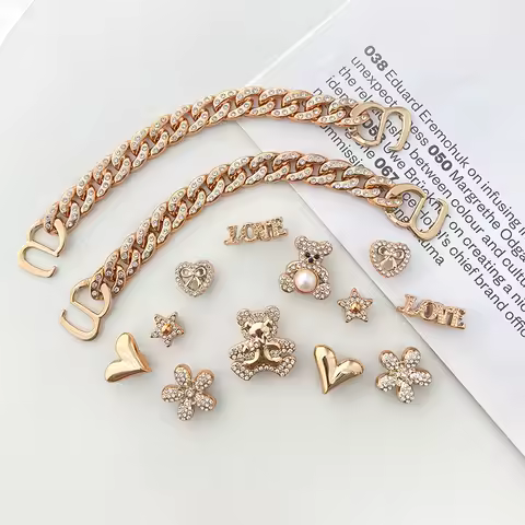 14pcs Sparkling Luxury Bear Detachable Shoes Decorations Chain Charms Buckles Suitable For Clogs Bag Hat Party Gift Idea