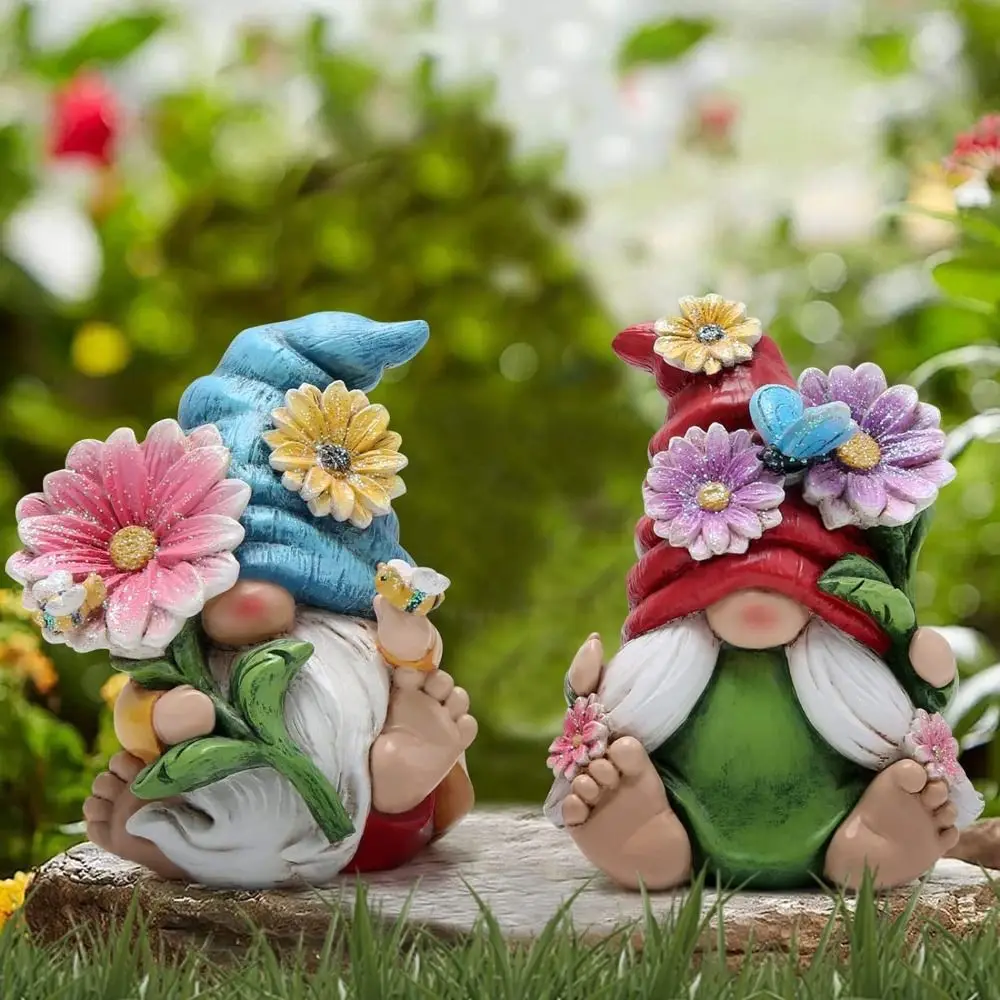 

Desk Miniatures Flower Elf Statue Garden Decor Funny Ornament Resin Gnome Crafts Micro-Landscape Outdoor Garden Gnome Statue