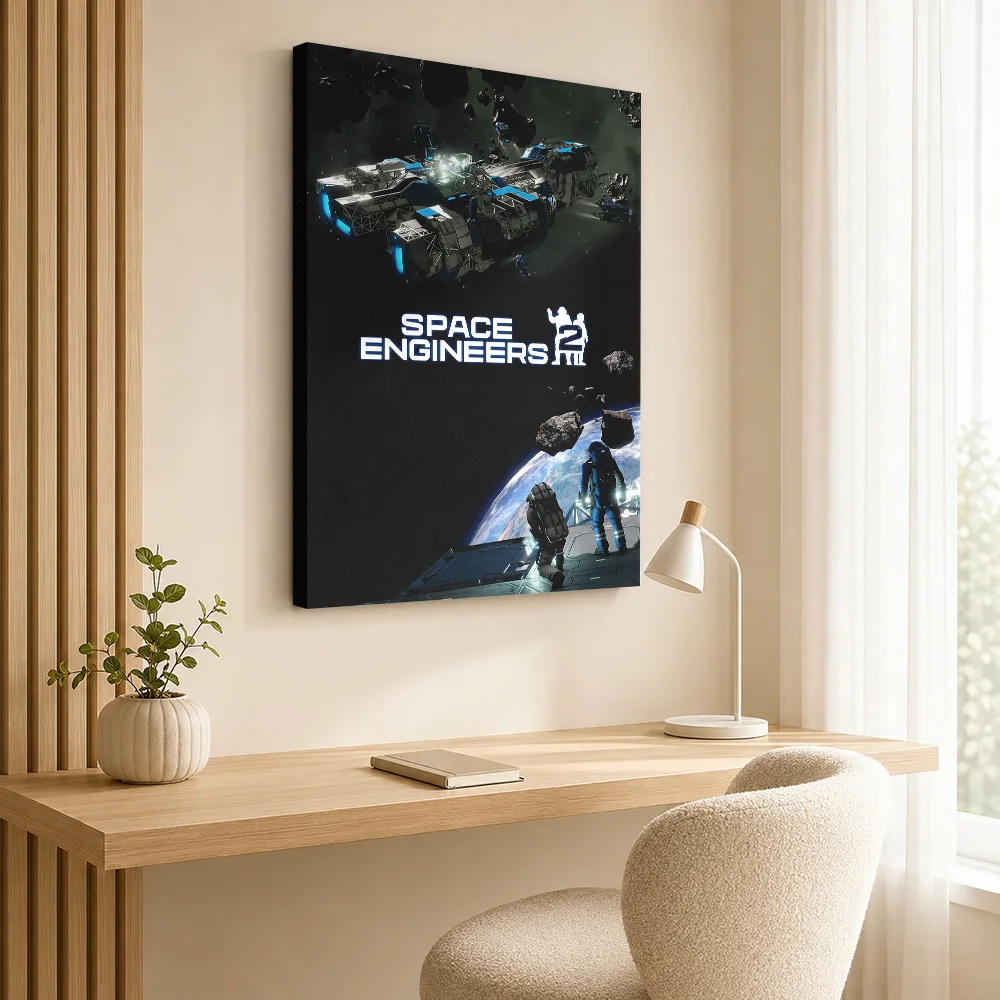 Space Engineers 2 Game Art Framed Canvas Print Poster Personalized Gaming Anime Wall Paintings Decoration for Game Room Dorm