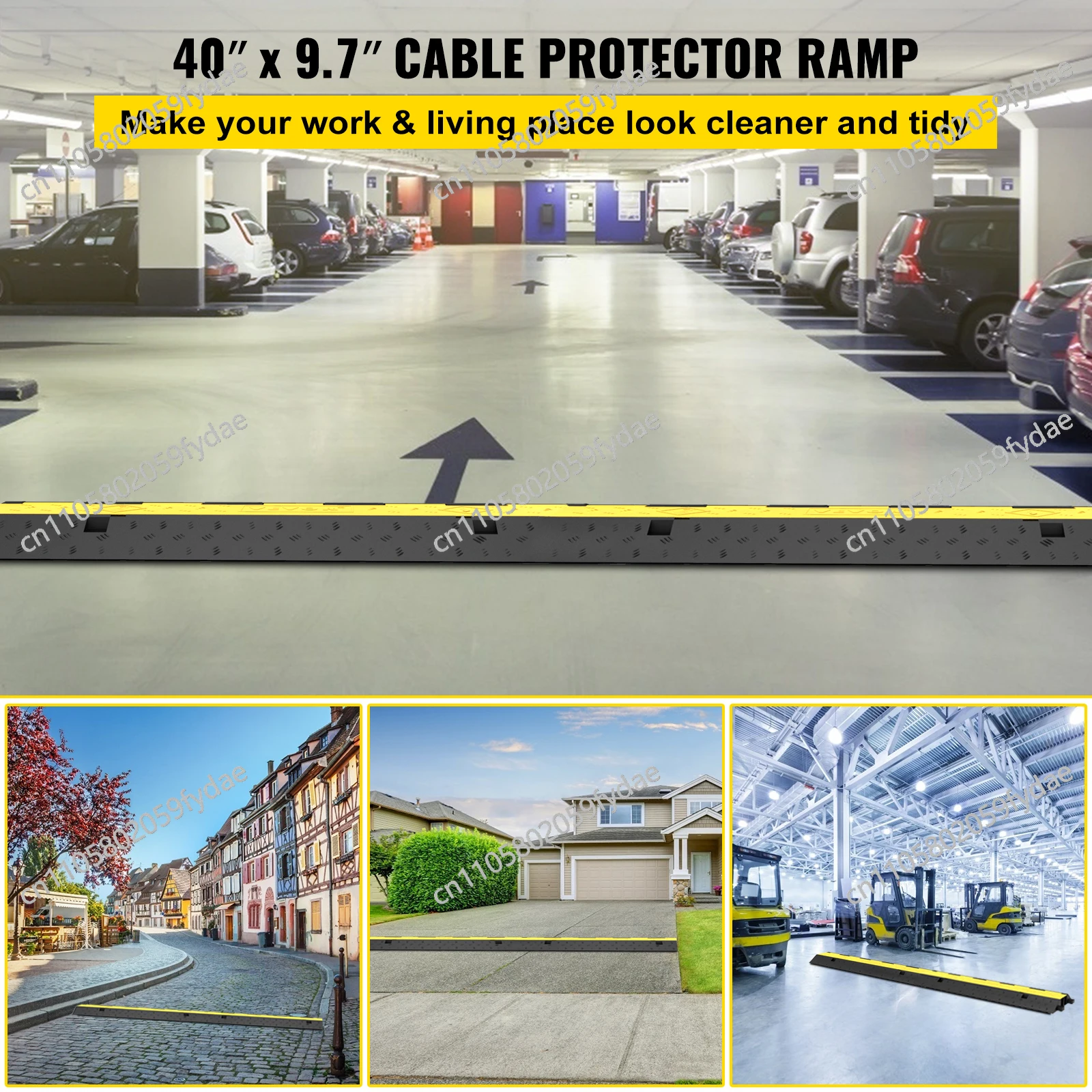 for Cable Protector Ramp Wire Cable Cover Cord Guard 2 Channels Rubber Driveway Traffic