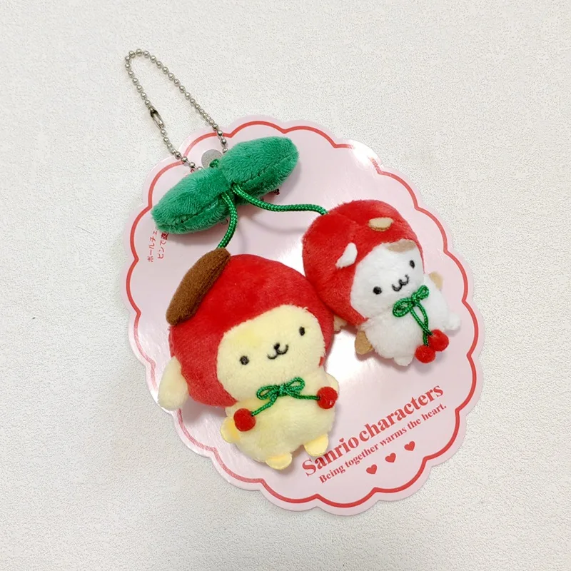 Sanrio Kuromi Pom Pom Purin Hello Kitty Cherry Plush Doll Keychain Brooch Ornaments Plushie Soft Stuffed Schoolbag Pendant Gifts