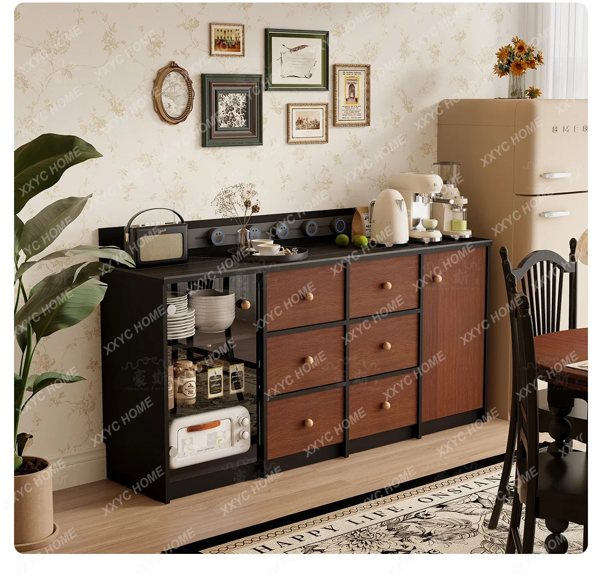 A American retro rock slab dining side with its own socket tea kitchen dining room storage coffee living room side cabinet