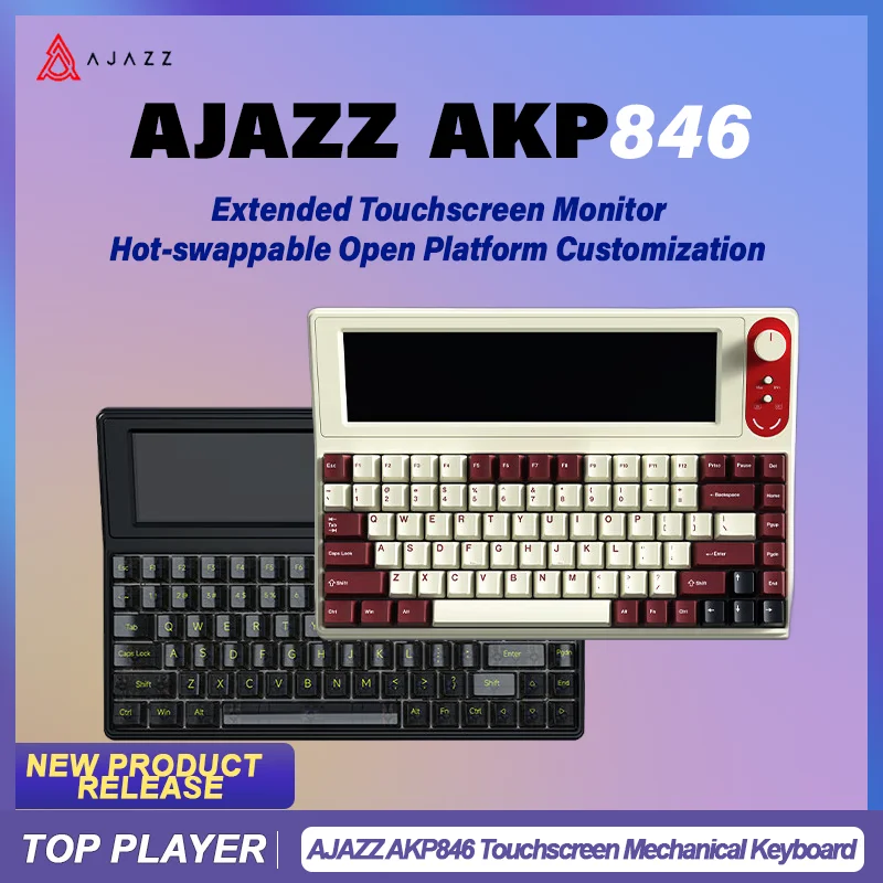 

AJAZZ AKP846 Touchscreen Mechanical Keyboard 10.1 "Super Large Touch Display Hot Swappable Gaming Office Open Source Firmware