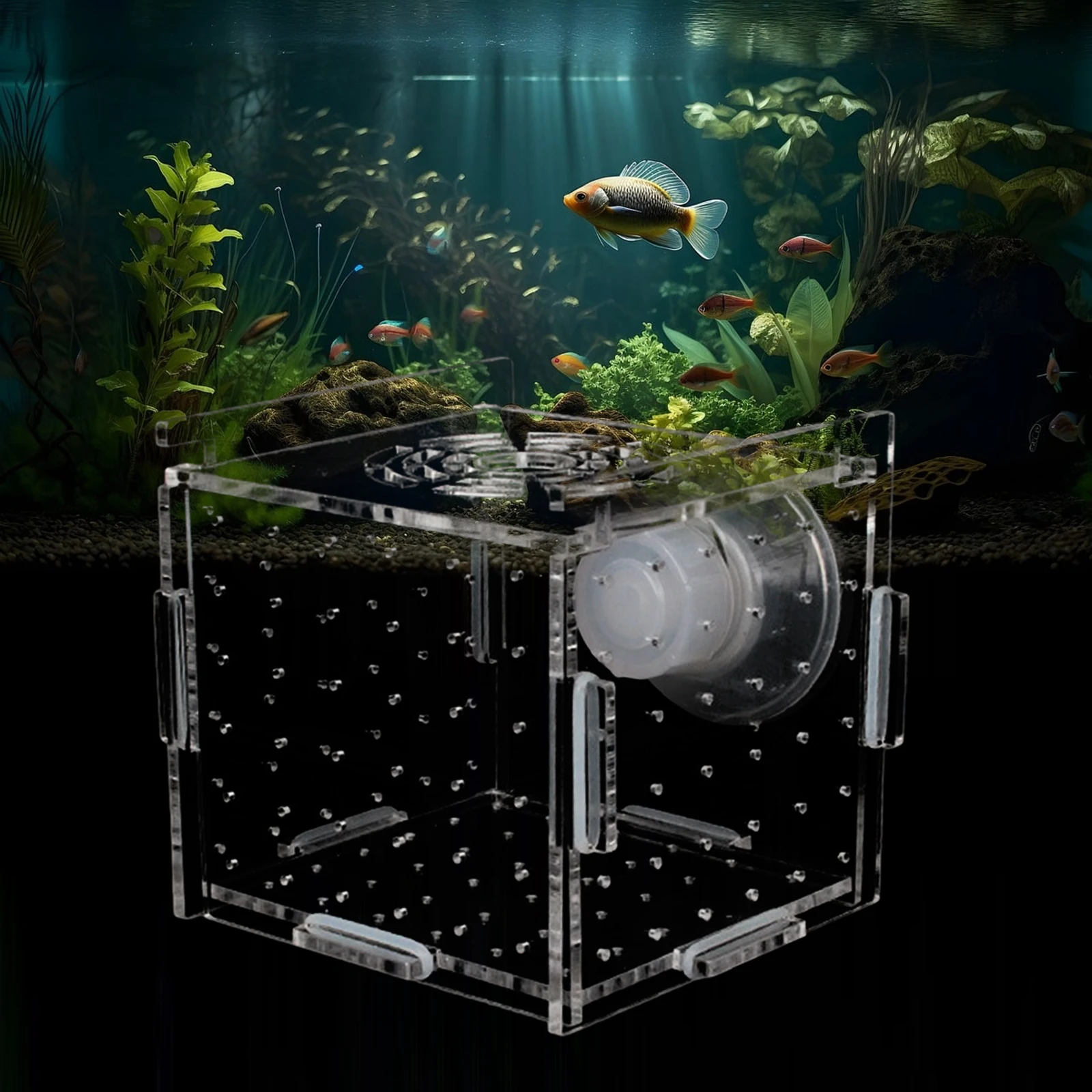 Caja para cría de peces de acuario, accesorio para acuario, caja de cría transparente con aislamiento de peces para Guppy, recién nacido, freír gambas pequeñas