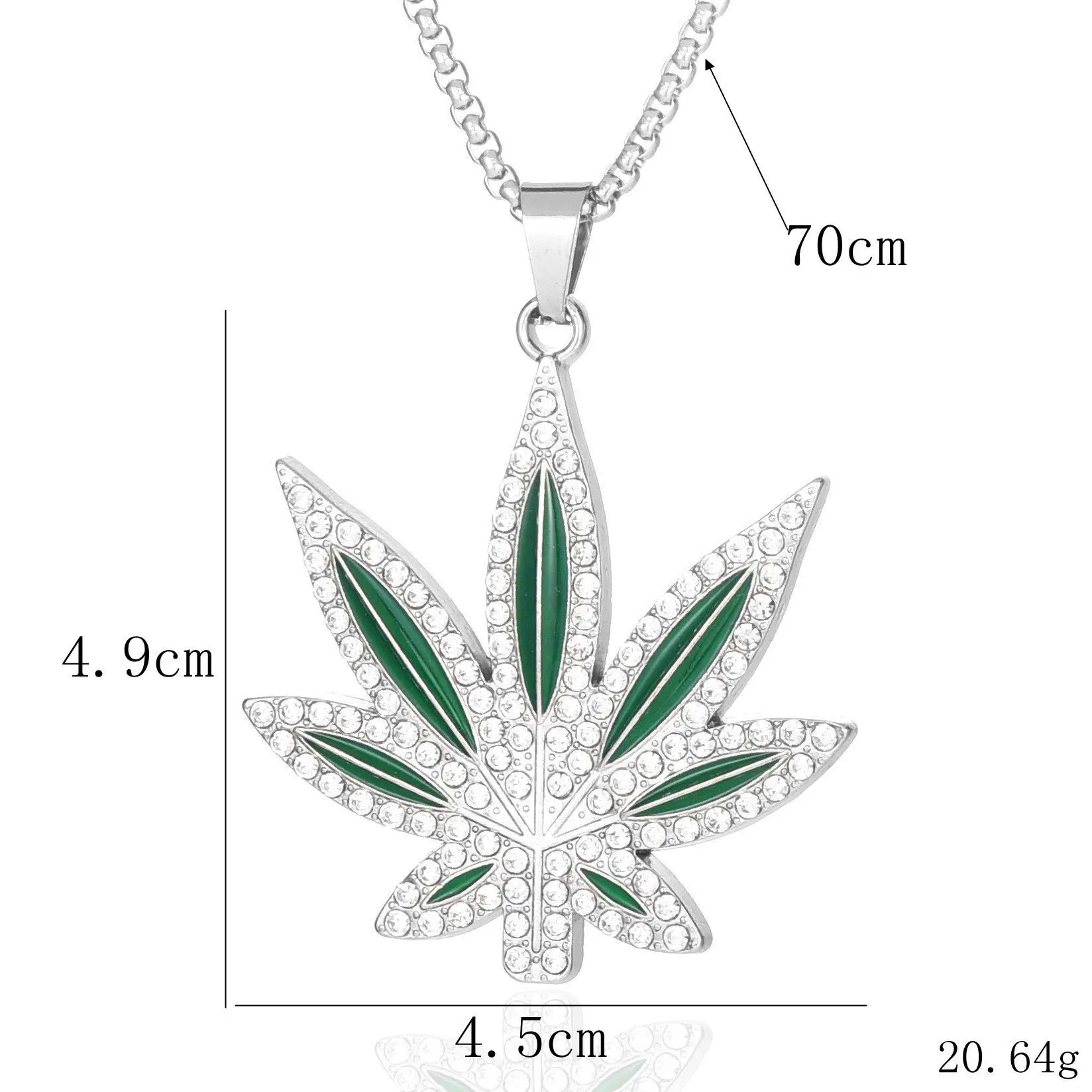 New Cubic Zirconia Alloy Pendant Necklace Men's Maple Leaf Necklace Men's Hip Hop Rock Punk Necklace Jewelry Wholesale - Image 6
