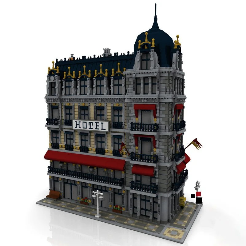 Modelo CIty Street View Moc, bloques de construcción, cafetería, Hotel, modelo de construcción Modular, tecnología de ladrillos, ensamblaje de construcción DIY, juguete para regalo