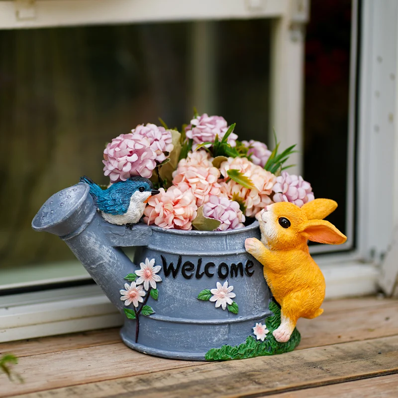 

Cartoons Rabbit Flower Pot Resin Animals Flowerpot Cute Vase Cactus Succulent Plants Potted Flower Arrangement Garden Decoration