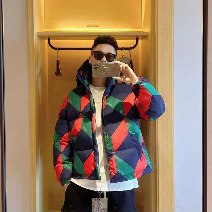 GELITAYIN Printed Men's Coats Winter Short Work Cold High Quality New In Male Quilted Padded Jackets Luxury Padding Stylish Desi