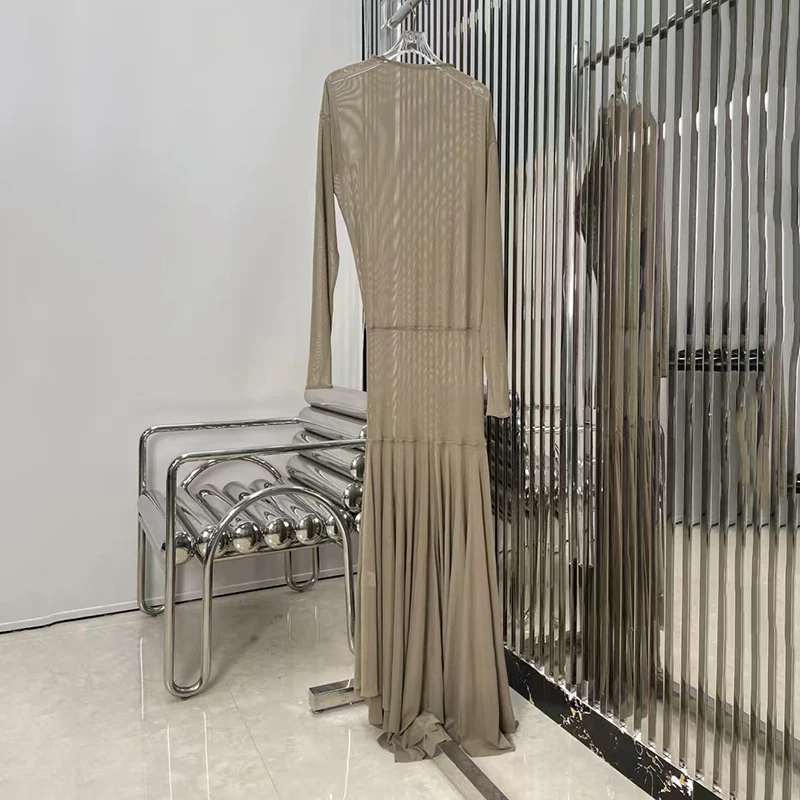 レディース フェイクツーピース オーバーレイ ワンピース プリーツ メッシュ ロングドレス Tシャツ + アシンメトリー ロングスカート 高品質 夏 新作 2025