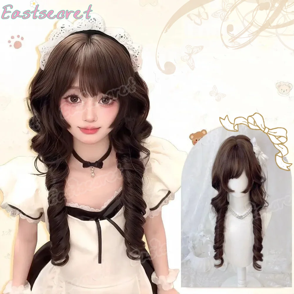 

EAST Synthetic Wig Japanese Jellyfish Curly Princess Head Short sideburns bangs Lolita hairstyle Double ponytail Curly Wig