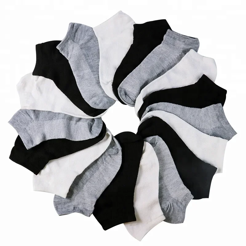 5Pairs Low Cut Men Socks Solid Black White Gray Cotton Mesh Breathable Short Sock Women Men Absorb Sweat Sports Socks Ankle Sock