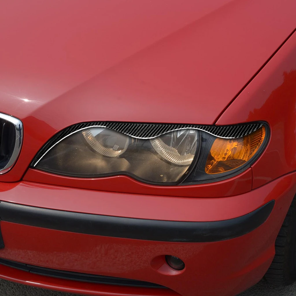 Picture 3: Real Carbon Fiber Car Accessories Headlight Header Lamp Brow Cover Sticker For BMW 3 Series E46 1999 2000 2001 2002 2003 2004