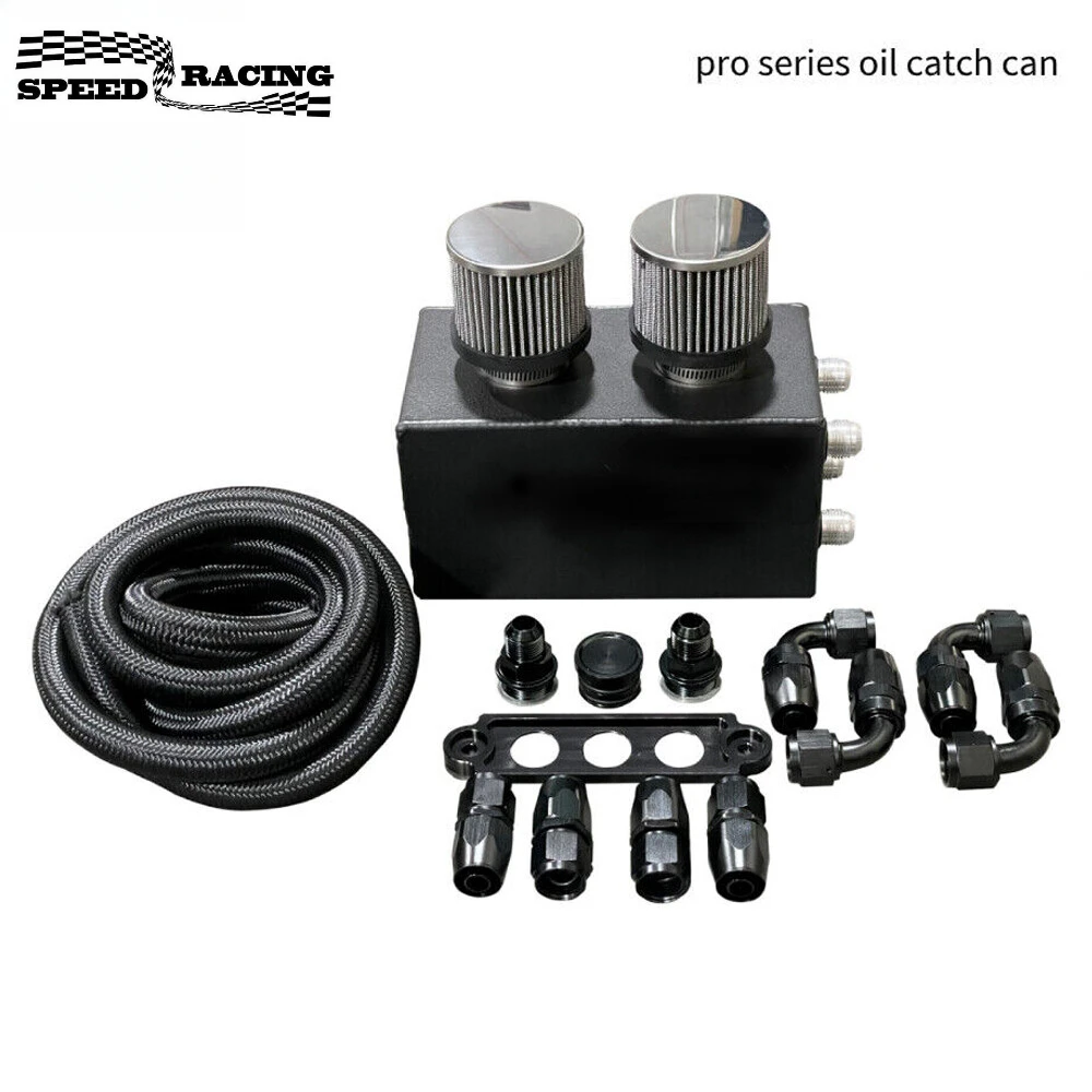 

OCC-1048 Pro Series Oil Catch Can for Honda Civic Acura Integra 4 Port -10AN with Hoses for 1994-2001 Acura Integra