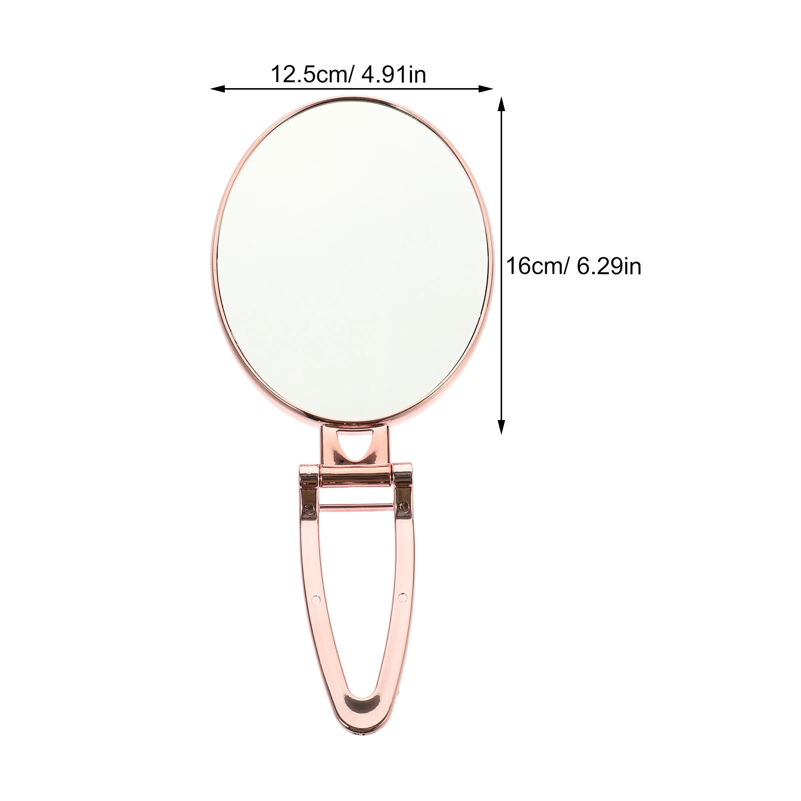 Folding Double-Sided Metal Makeup Mirror Golden Oval Portable Handheld Mirror Desktop Adjustable Angle Lightweight for Travel
