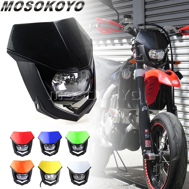 Dual Sport Motocross Enduro MX Headlight for Yamaha WR YZF 250 450 Kawasaki KLX XR CRF Suzuki Universal Running Front Lamp Mask