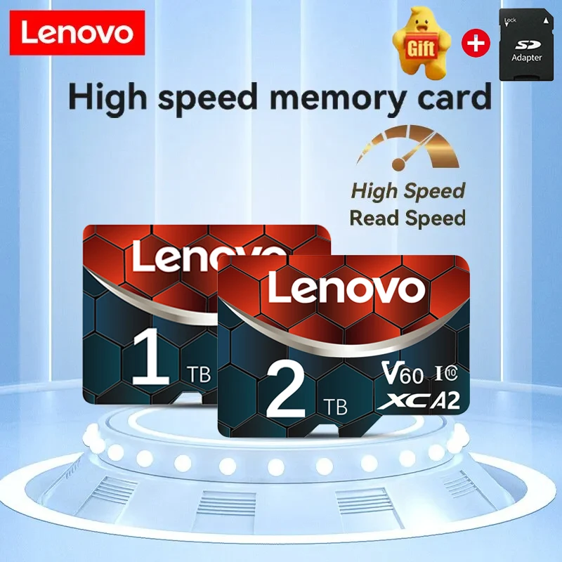 Kartu memori Lenovo 1TB 2TB, kartu SD mikro TF kecepatan tinggi 512GB Class10 128GB kartu SD 100 mb/s kartu TF 256GB