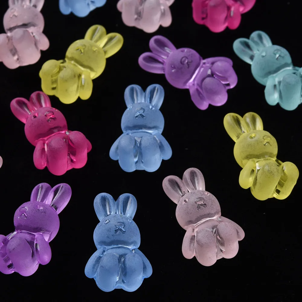 20PCS Frosted Acrylic Beads Rabbit Mixed Color 24.5x14.5x11mm Hole: 2.5mm