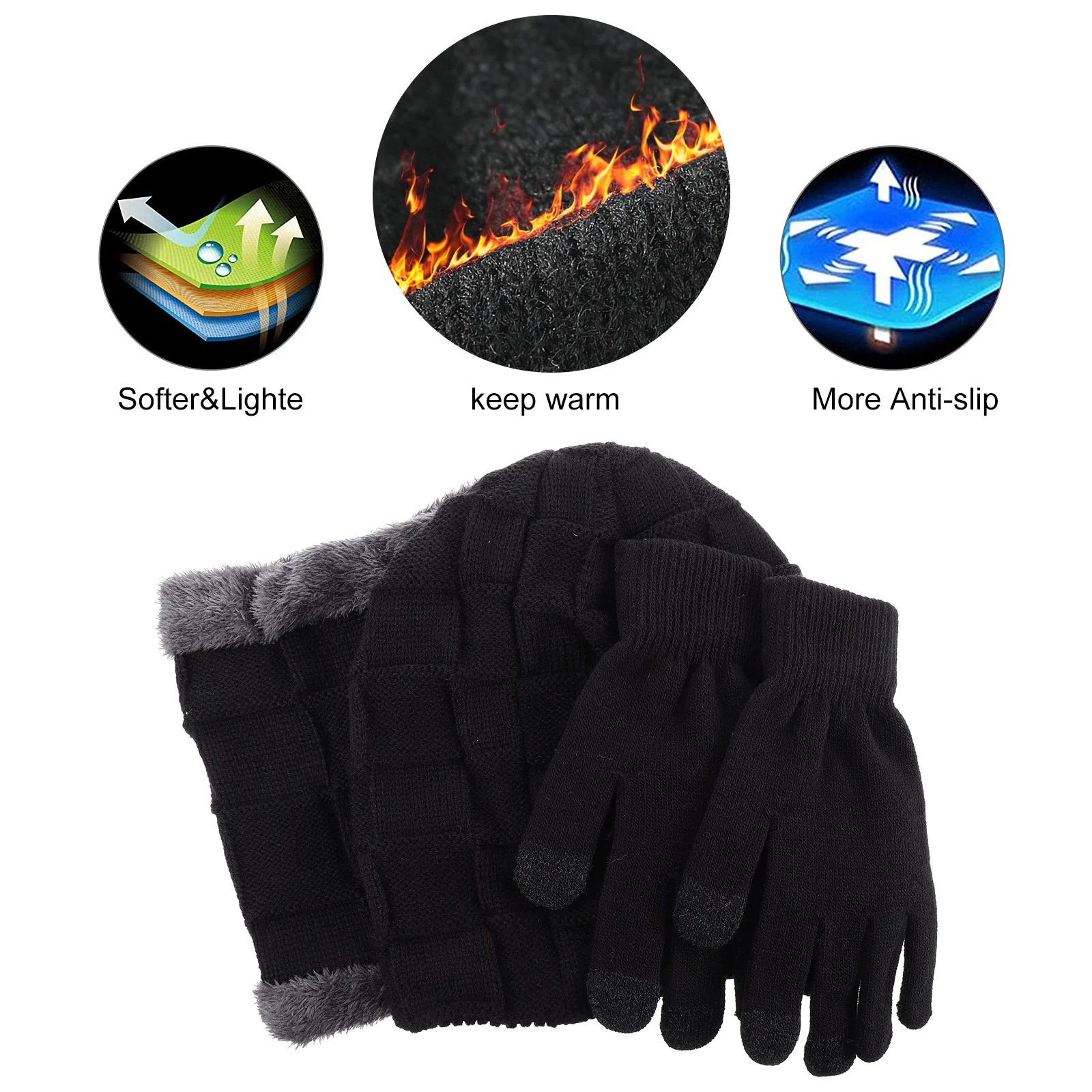 1 مجموعة قبعة وشاح وقفازات مجموعة للرجال قبعة شتوية محبوكة دافئة لينة الجلد ودية حماية البرد هدية للسفر الزوج أبي