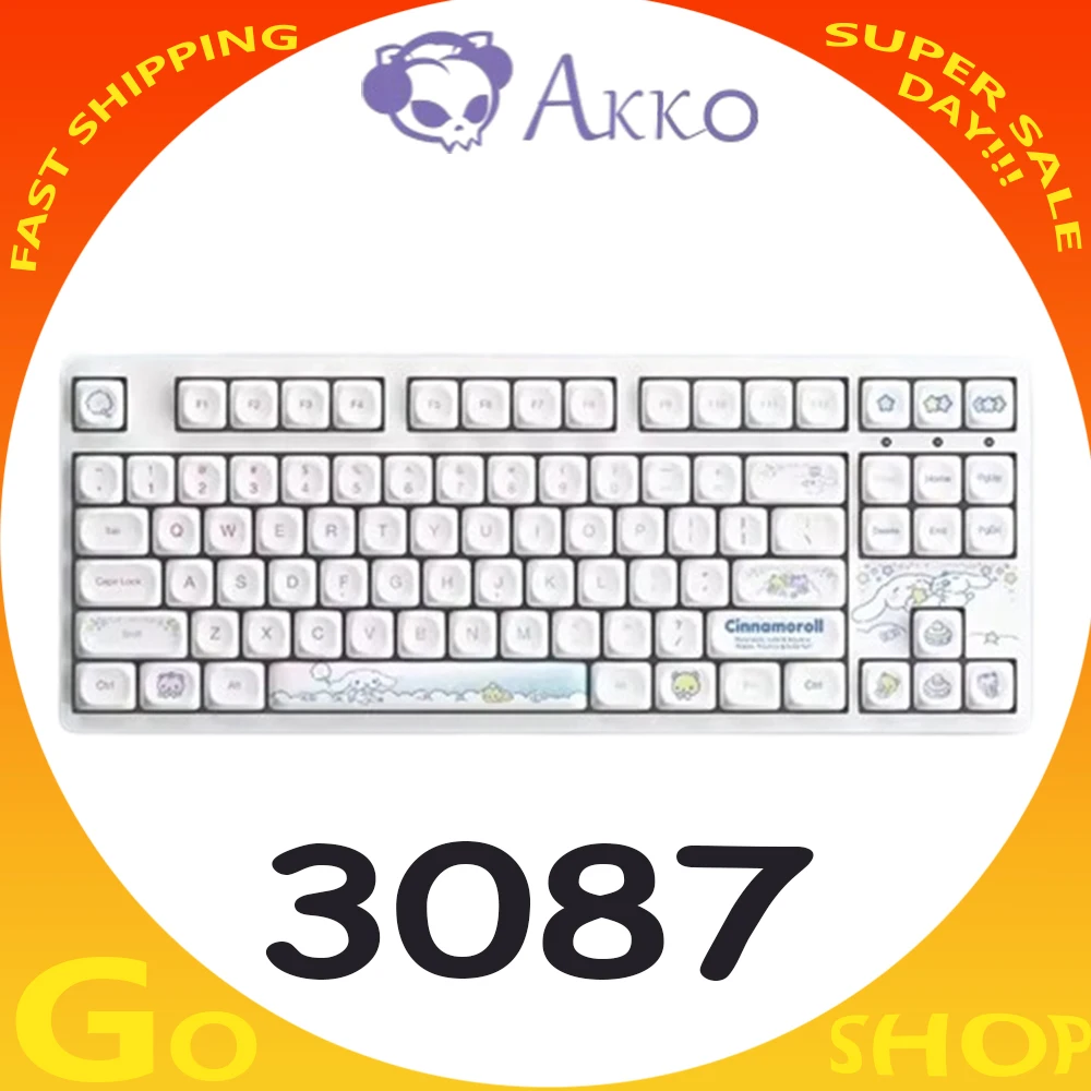 akko cinnamoroll teclado com fio mecanico teclado de jogos dos desenhos animados hot swap presente para meninas computador de escritorio 3087 01