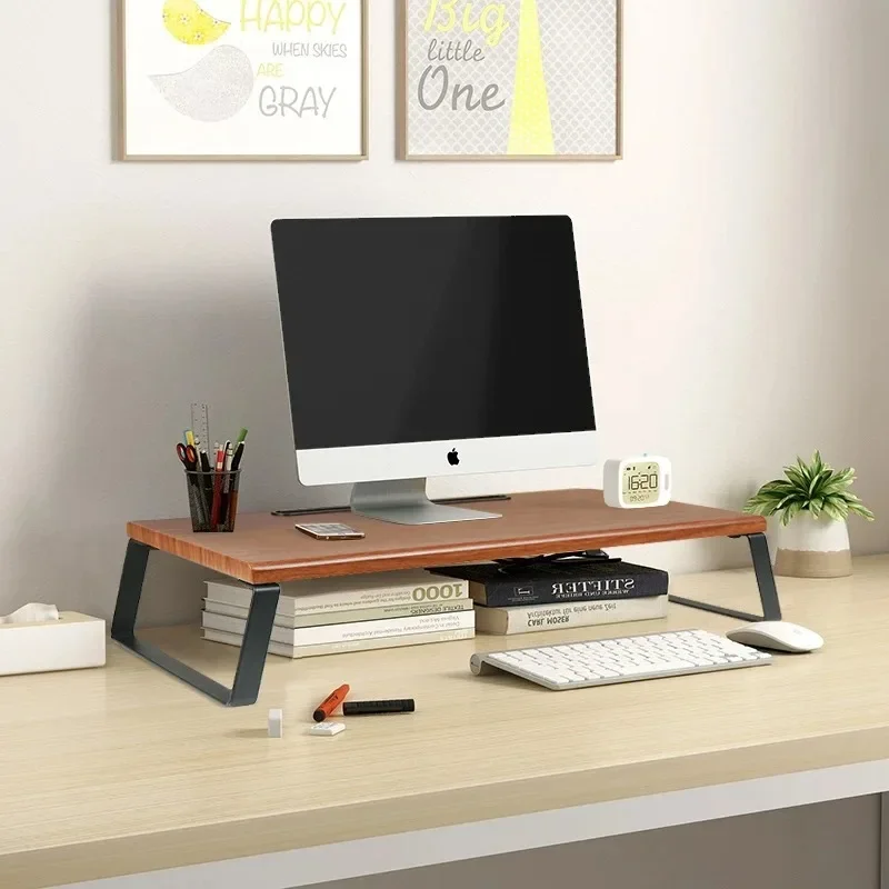 

Monitor Stand Riser Organizer Height Adjustable Metal and Wood Desk Organizer with Phone Tablet Holder Supports Heaviest Monitor